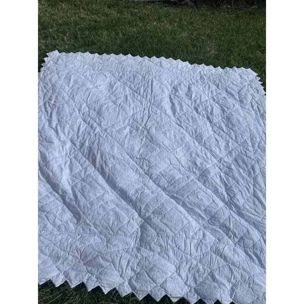 Vintage Laura Ashley Blue White Patchwork Quilt Full Queen 2 Shams 1990s